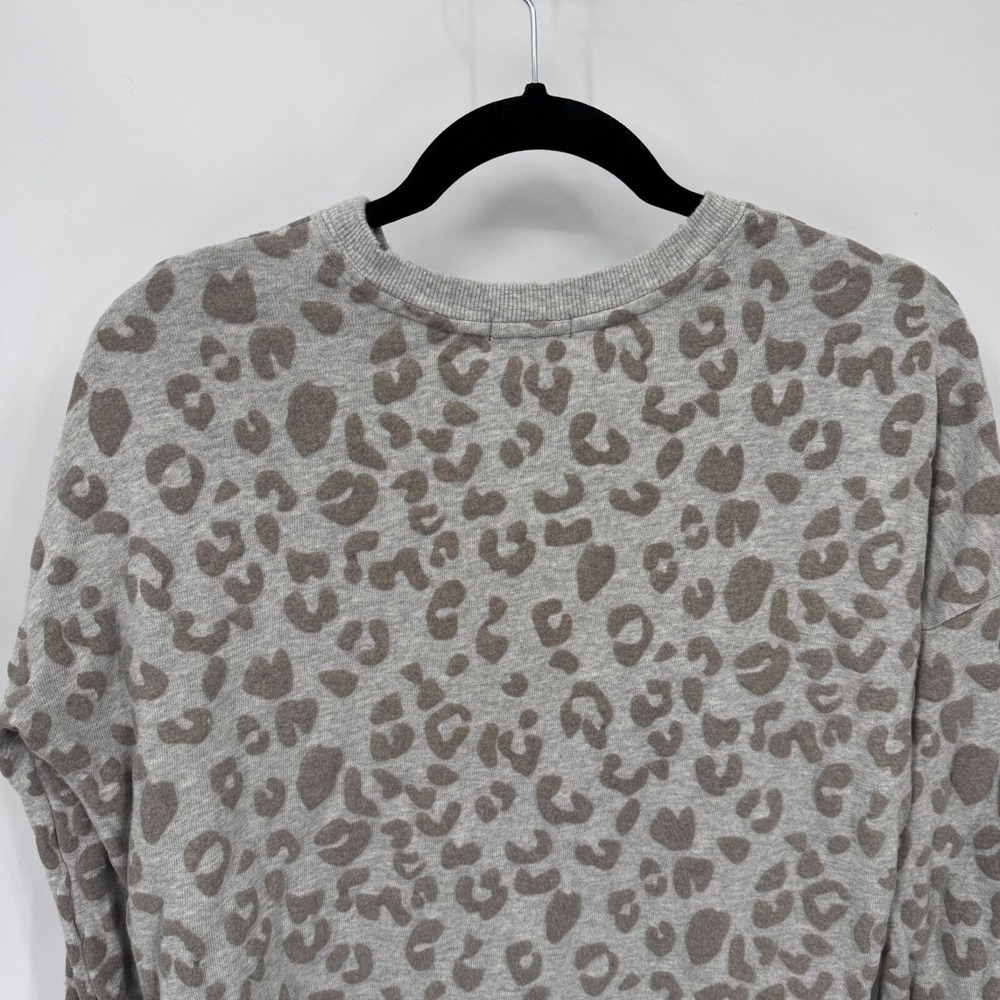 Rails Marlo Flocked Sweater Womens S Gray Leopard Print Cotton Zipper Detail - Picture 9 of 12